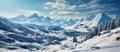 Snowy mountains panorama. Winter landscape with snow covered peaks Royalty Free Stock Photo