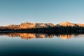 Snowy mountains reflecting in Mirror Lake, in the Uinta Mountains, Utah Royalty Free Stock Photo