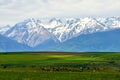 Snowy mountains in the southern region of the Republic of Kazakhstan. Aksu-Zhabagly Nature Reserve.