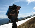 Snowy mountains in the summer