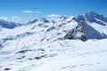 Snowy mountains on a sunny day. Elbrus slopes. Snow in the mountains. Sunny day in the mountains