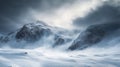 Snowy Mountains Under a Stormy Sky Royalty Free Stock Photo