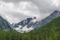 Snowy mountains on the way to Lake Kuyguk Mountain Altai