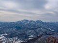 Snowy mountainscape from Mount Moiwa, Sapporo, Hokkaido, Japan