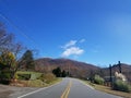 Snowy mountaintops along roadway in Hiawassee, GA