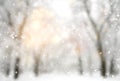 Snowy nature landscae view. Abstract snowsorm background. Winter backdrop. Beautifaul christmas weather illustration Royalty Free Stock Photo