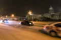 snowy Nevsky Prospect with Kazanskiy Cathedral Royalty Free Stock Photo