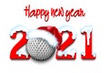 Snowy New Year numbers 2021 and golf ball