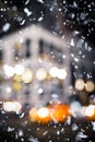 Snowy New York City Street Scene at Night Royalty Free Stock Photo