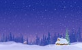 Snowy night landscape background