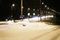 Snowy night traffic in the town Royalty Free Stock Photo