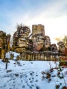 Snowy Old castle ruins Royalty Free Stock Photo