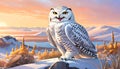 Snowy Owl Arctic tundra winter cold snow hawk Royalty Free Stock Photo