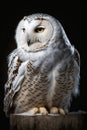 Snowy Owl (Bubo scandiacus) on a black background Royalty Free Stock Photo