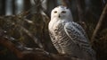 The Snowy Owl, Bubo scandiacus is a large, white owl of the typical owl family