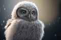 Snowy owl, close-up on a dark background with snow Royalty Free Stock Photo