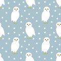 The snowy owl seamless winter pattern Royalty Free Stock Photo