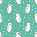 The snowy owl seamless winter pattern Royalty Free Stock Photo