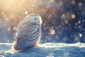 Snowy owl sitting on the plain .Generative Ai Royalty Free Stock Photo