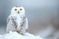 Snowy owl sitting on the plain .Generative Ai Royalty Free Stock Photo