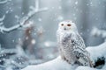 Snowy owl sitting on the plain .Generative Ai Royalty Free Stock Photo