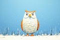 snowy owl staring directly at viewer in snow backdrop Royalty Free Stock Photo