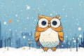 snowy owl staring directly at viewer in snow backdrop Royalty Free Stock Photo