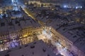 Snowy panorama of Lvov on Christmas Eve Royalty Free Stock Photo