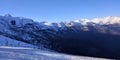 Snowy panorama of the mountains