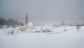 Snowy panoramic view of the old palace
