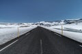 Snowy passage over the mountains towards Seydisfjordur, Iceland Royalty Free Stock Photo