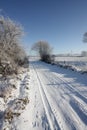 Snowy path in Aisne Royalty Free Stock Photo