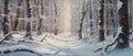 A snowy path through a forest Royalty Free Stock Photo