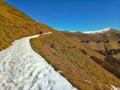 Snowy path in the alps Royalty Free Stock Photo