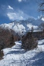 snowy path in the mountains