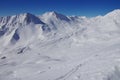 Snowy peaks in the Serfaus-Fiss-Ladis ski resort Royalty Free Stock Photo