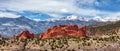 Snowy Pikes Peak and Garden of the  Gods Royalty Free Stock Photo