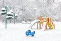 Snowy playground in winter, Moscow, Russia Royalty Free Stock Photo
