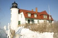 Snowy Point Betsie Lighthouse, Lake Michigan Royalty Free Stock Photo
