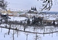 Snowy Prague Castle panorama stock images