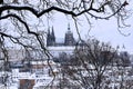 Snowy Prague Castle panorama stock images