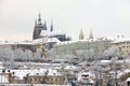 Snowy Prague gothic Castle, Czech Republic Royalty Free Stock Photo
