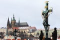 Snowy Prague gothic Castle, Czech Republic Royalty Free Stock Photo