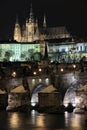 Snowy Prague gothic Castle on the River Vltava wit