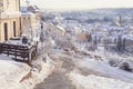 Snowy Prague Mala Strana - Lesser Town view from Petrin hill