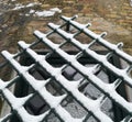 snowy protection grille Royalty Free Stock Photo