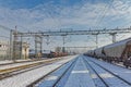 Snowy Railway Station Activity in Dugo Selo, Croatia