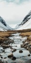 Snowy River In Post-apocalyptic Style Mountains Royalty Free Stock Photo