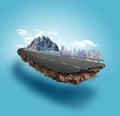 3d illustration of snowy road advertisement. snow road with mountains isolated. Travel and vacation background.