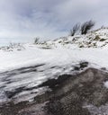 A snowy road in the mountains - november 2017 Royalty Free Stock Photo